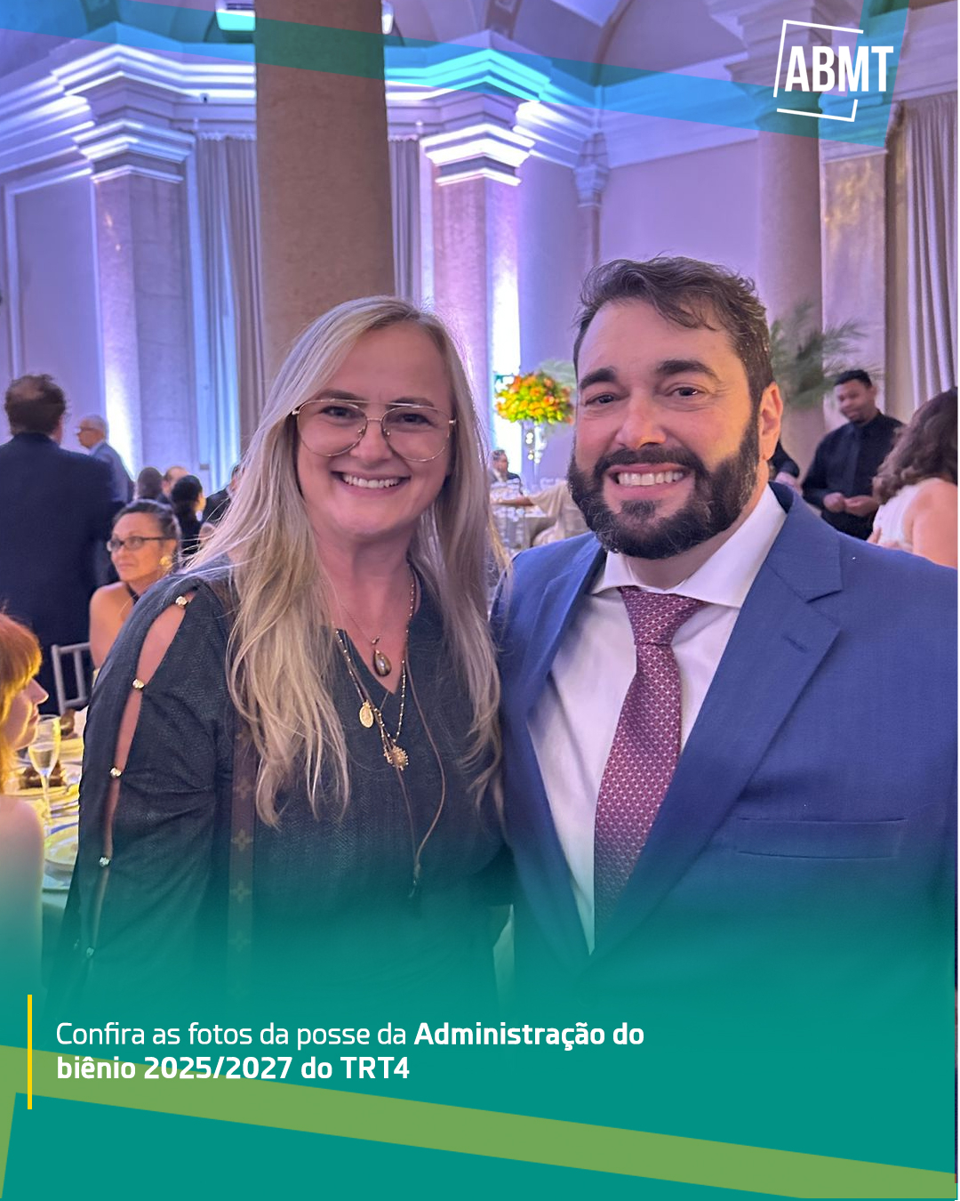 A ABMT foi representada pela Juíza do Trabalho Jaqueline Menta, na posse da Administração do biênio 2025/2027 do TRT4.