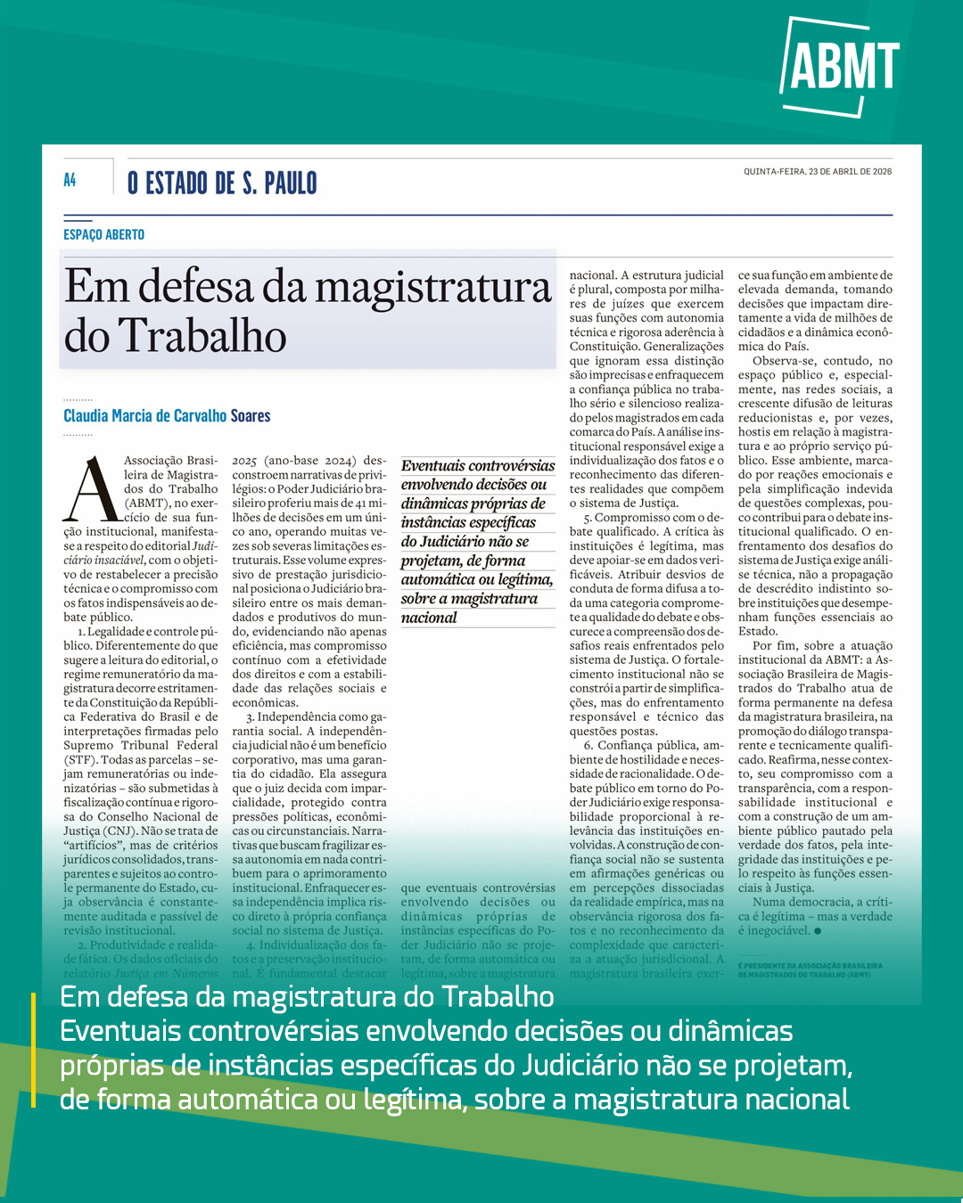 Em defesa da magistratura do Trabalho